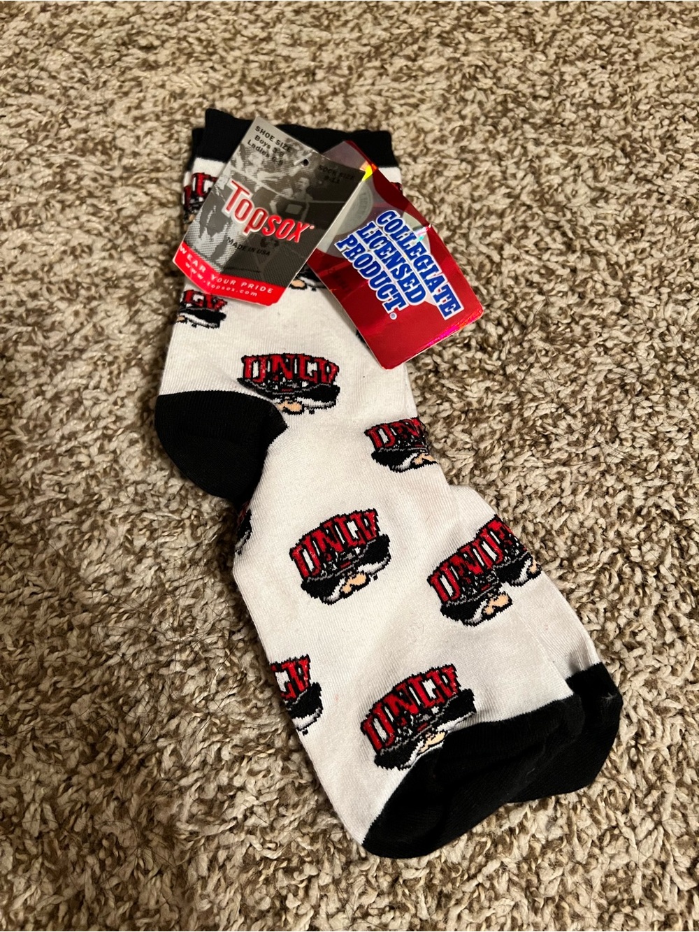 NWT Topsox Official Collegiate UNLV Socks